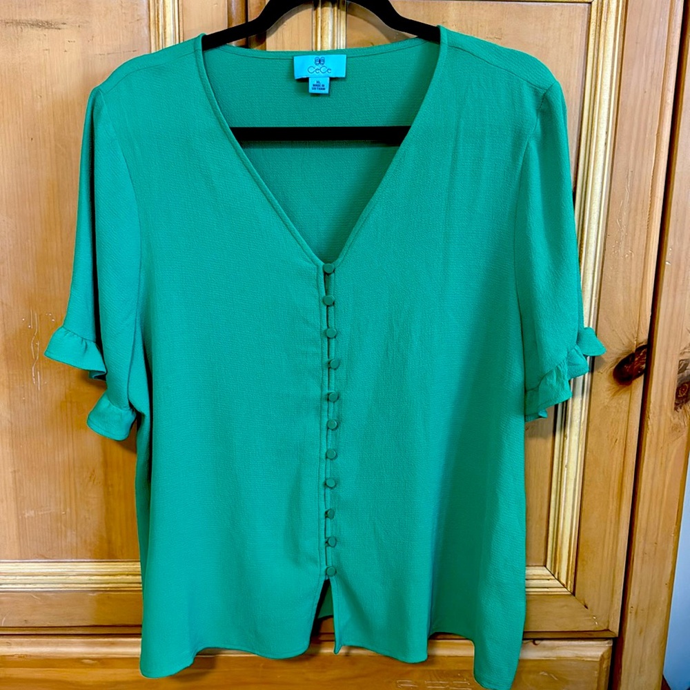 Button Blouse, Kelly Green